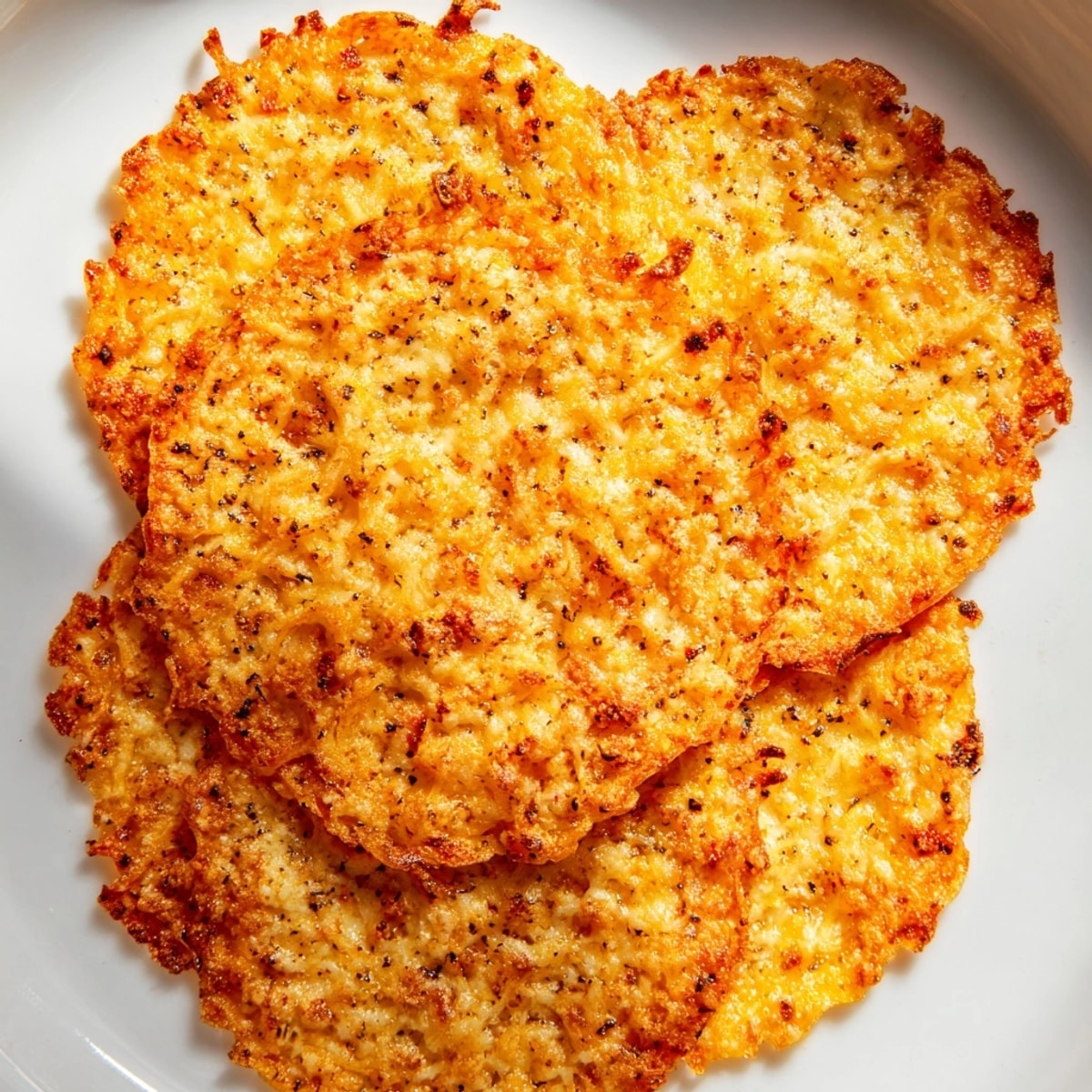 Golden, bubbly Keto Cheese Crisps fresh from the oven, a delightfully crunchy low-carb snack.