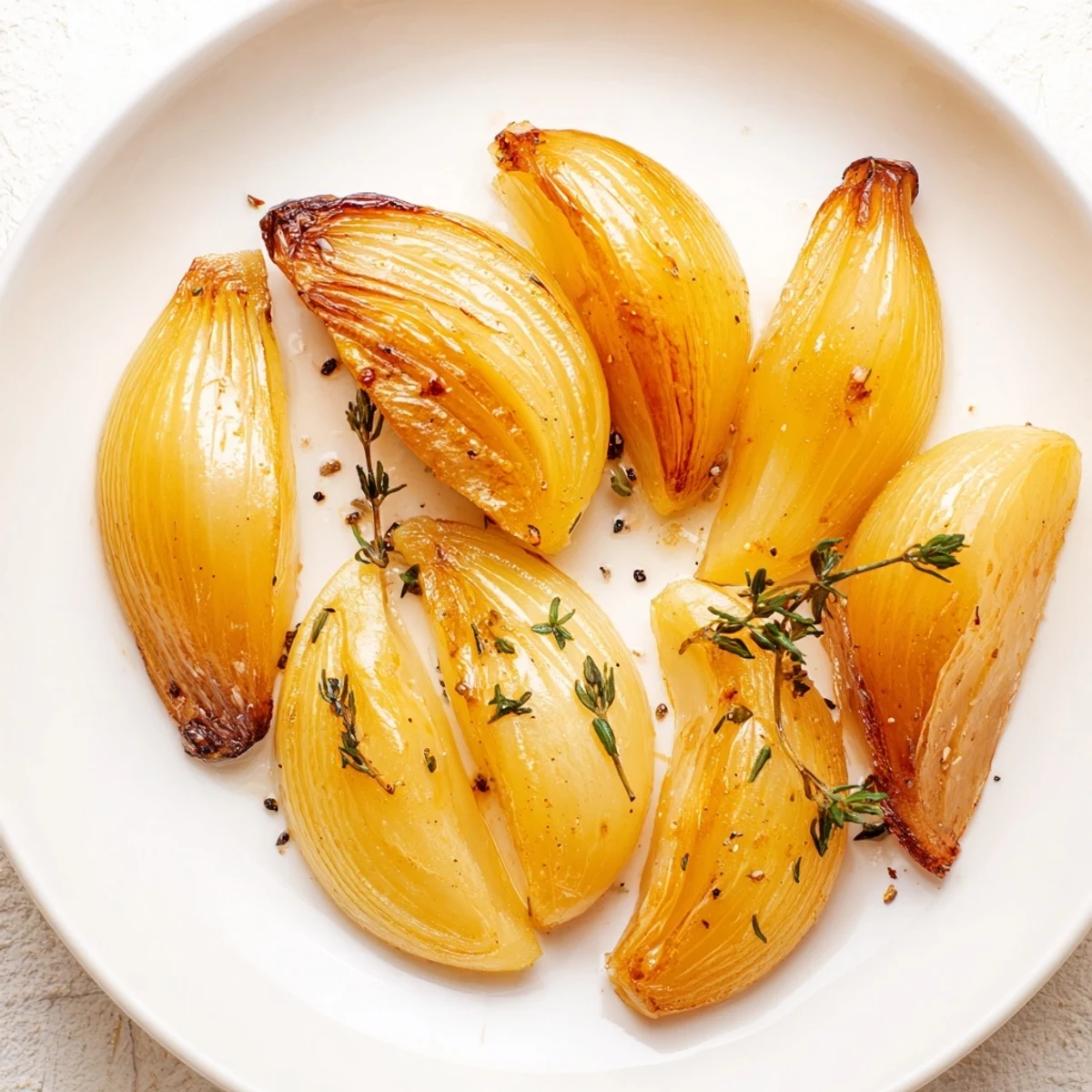 Golden-brown roasted onion wedges, tender and sweet, perfect as a savory side.