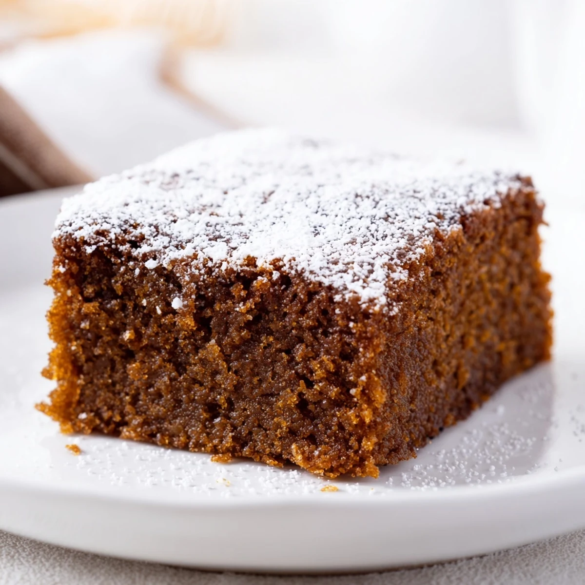 Warm and inviting, this moist gingerbread cake offers a taste of holiday season comfort.
