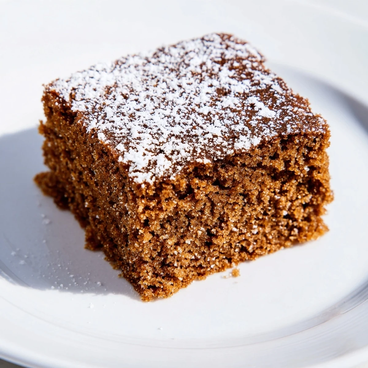 Golden-brown gingerbread, freshly baked and ready to be drizzled with a sweet glaze.