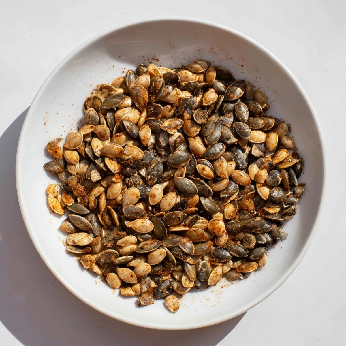 Golden-brown roasted seeds, seasoned to perfection, perfect for topping salads or bowls.