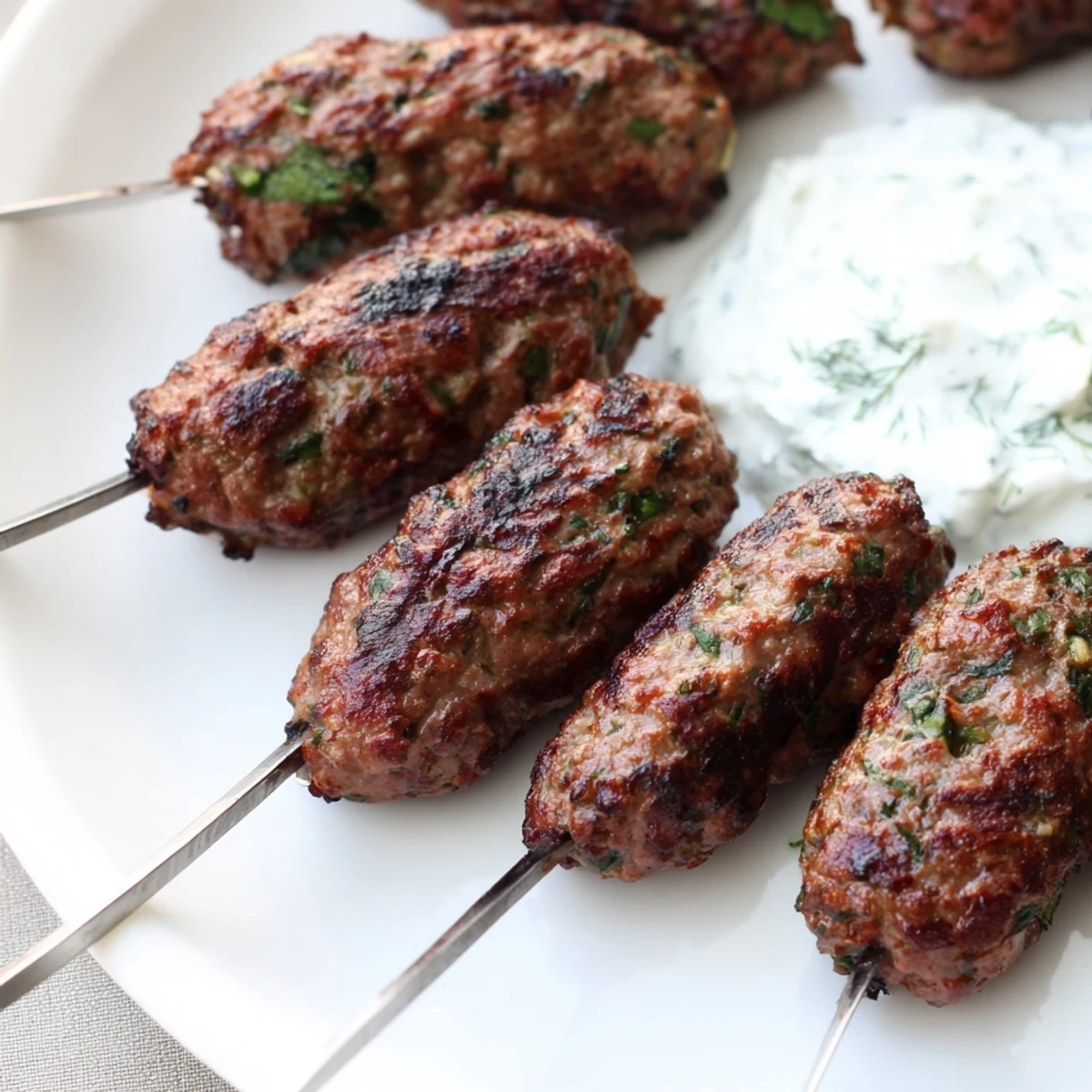 Beef Kofta Kebabs Yogurt Sauce