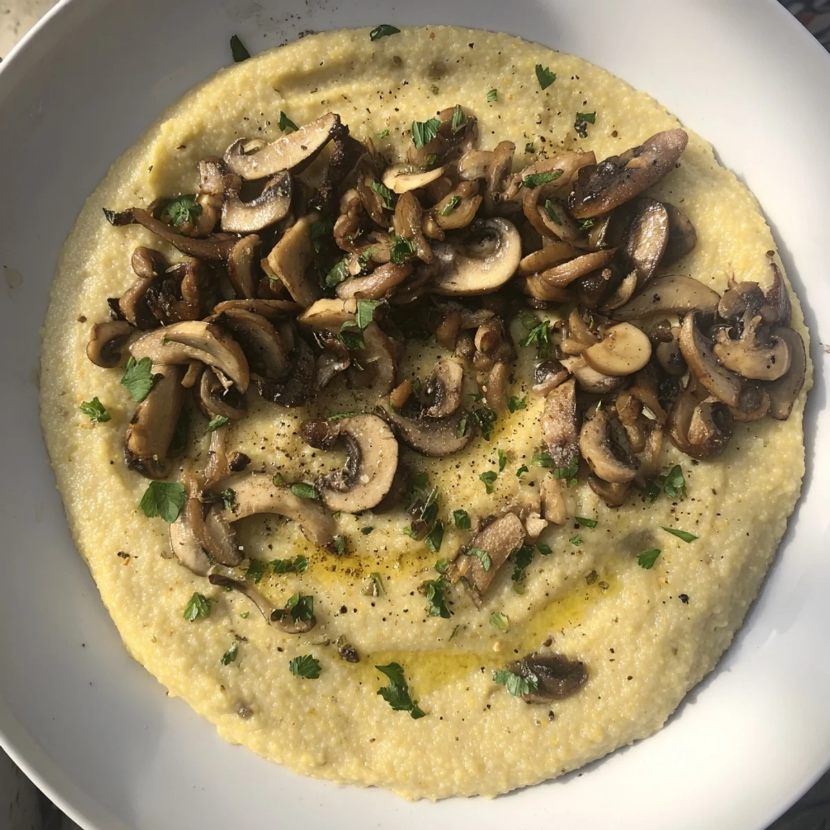 Creamy Polenta Roasted Mushrooms