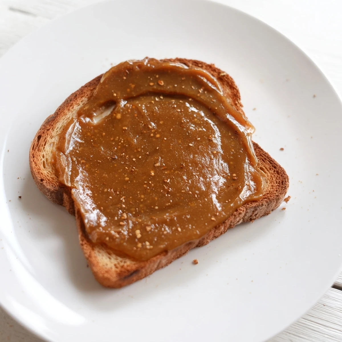 Warm Spiced Apple Butter on Toast, a creamy homemade blend, perfect breakfast delight, generously spread.