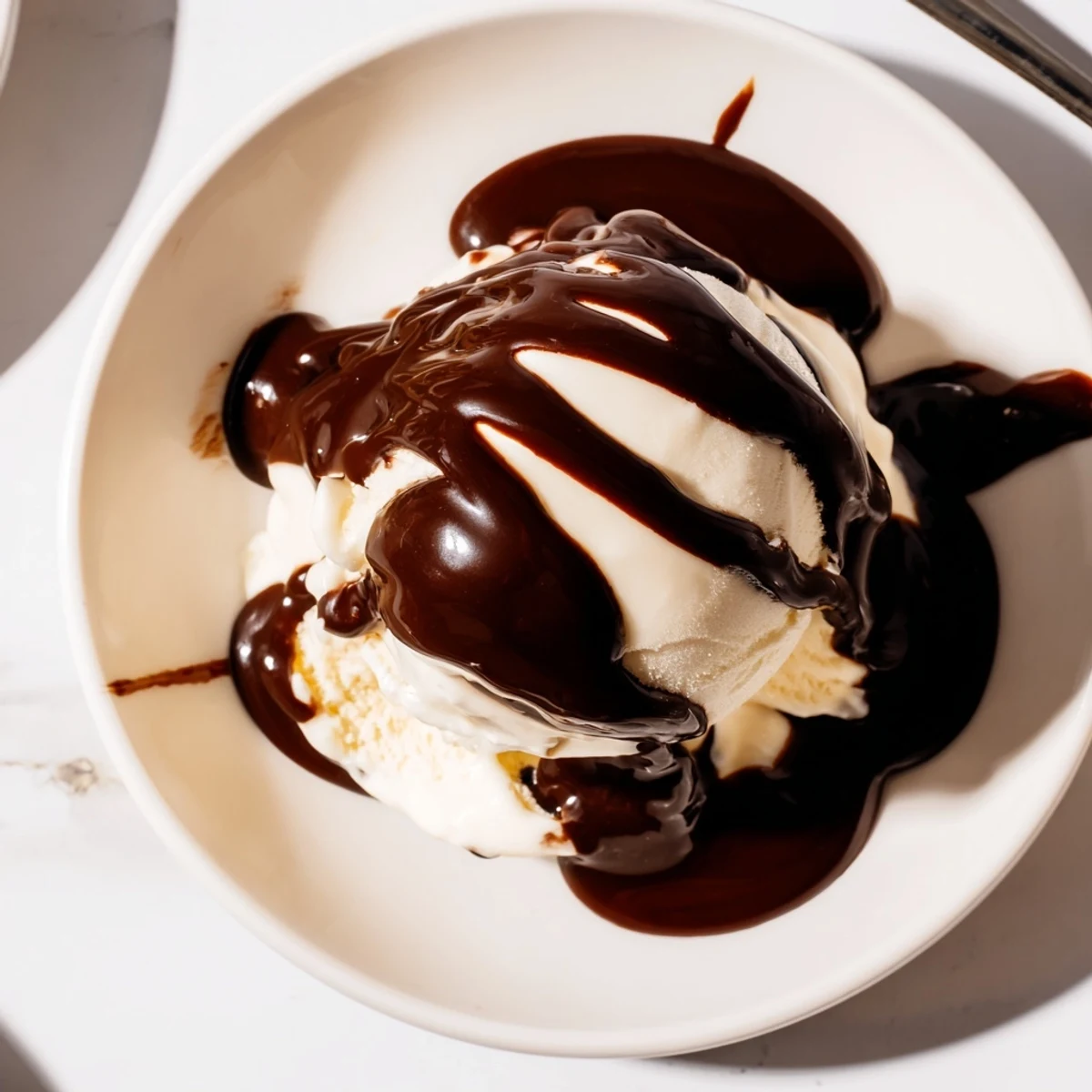 A jar of rich, dark chocolate syrup, ready to drizzle over your favorite treats.
