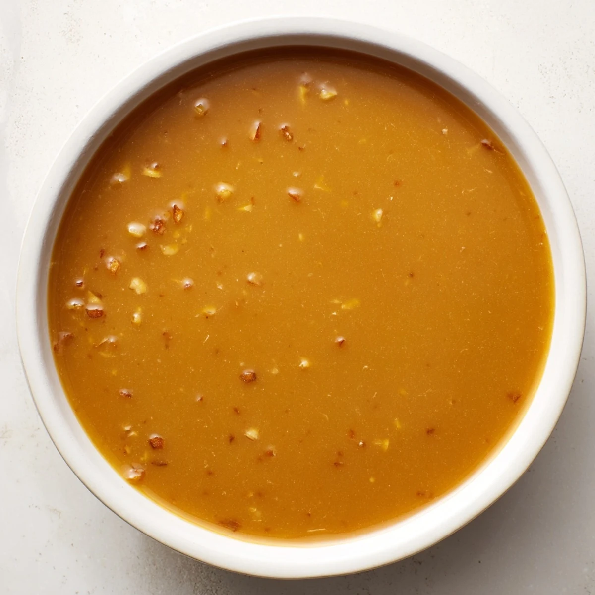 Golden-brown savory gravy simmering with onions, perfect for pouring over mashed potatoes.