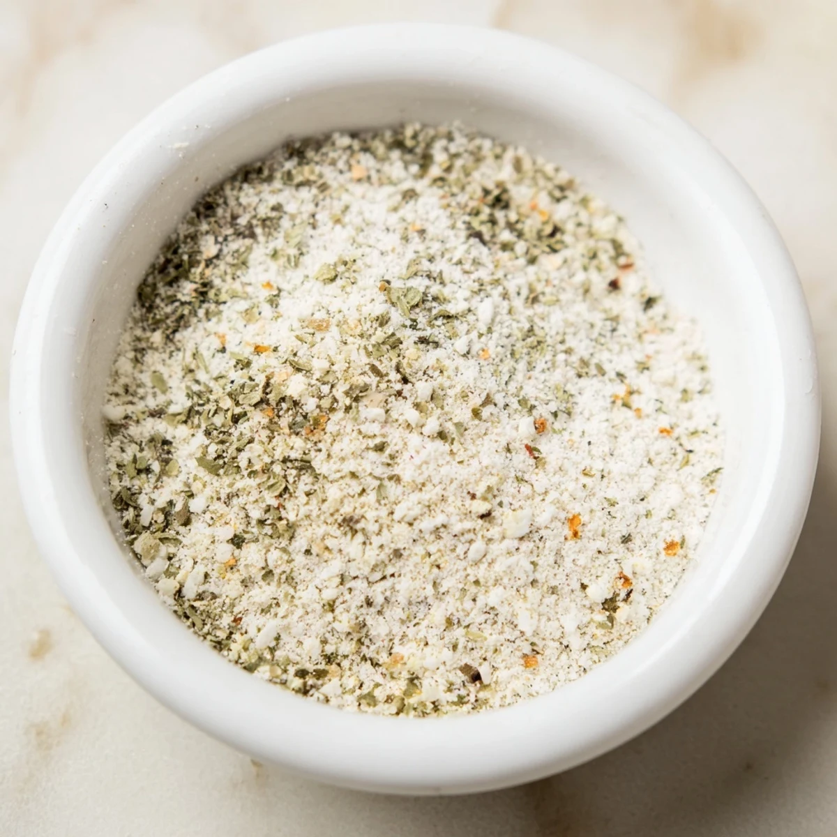 Freshly made Garlic Powder Seasoning mix, perfect to enhance vegetables with fragrant herbs.