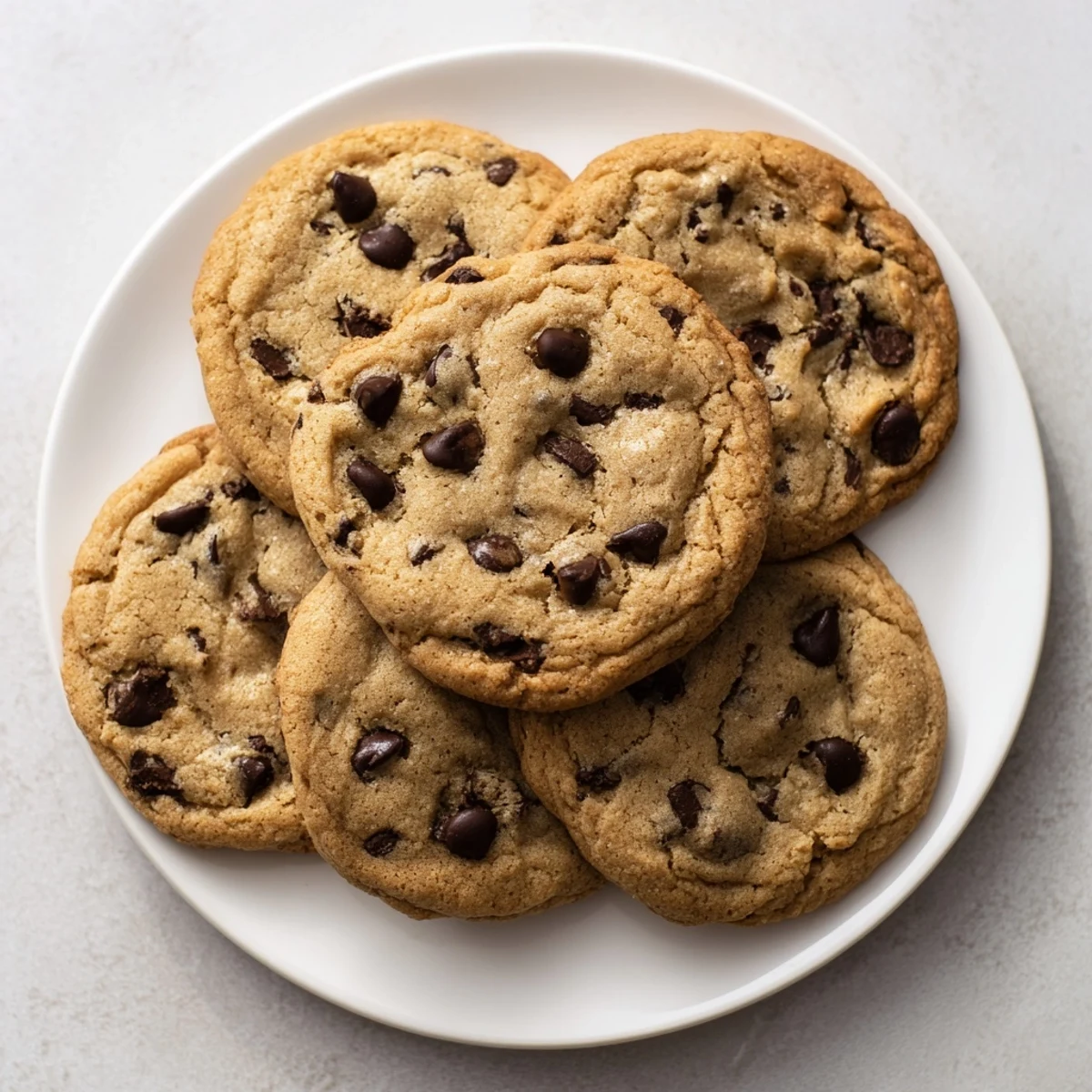 Warm, gooey chocolate chip cookies fresh out of the oven, with melting chocolate chips and perfect edges.