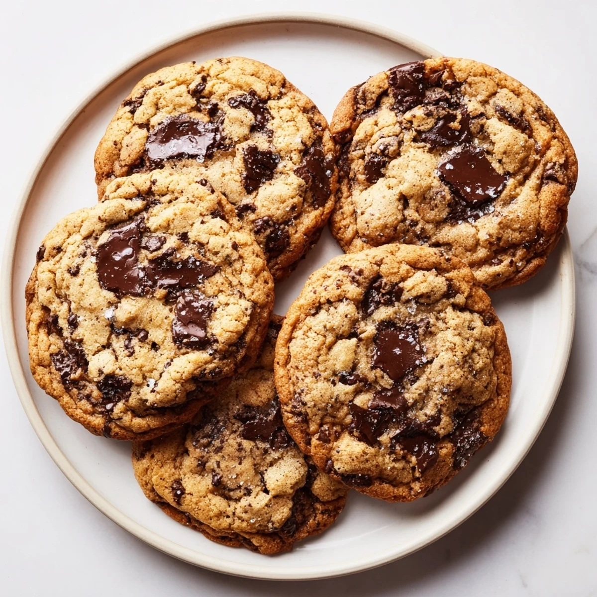 Close-up of a batch of classic chocolate chip cookies, offering a delightful aroma and irresistible texture.