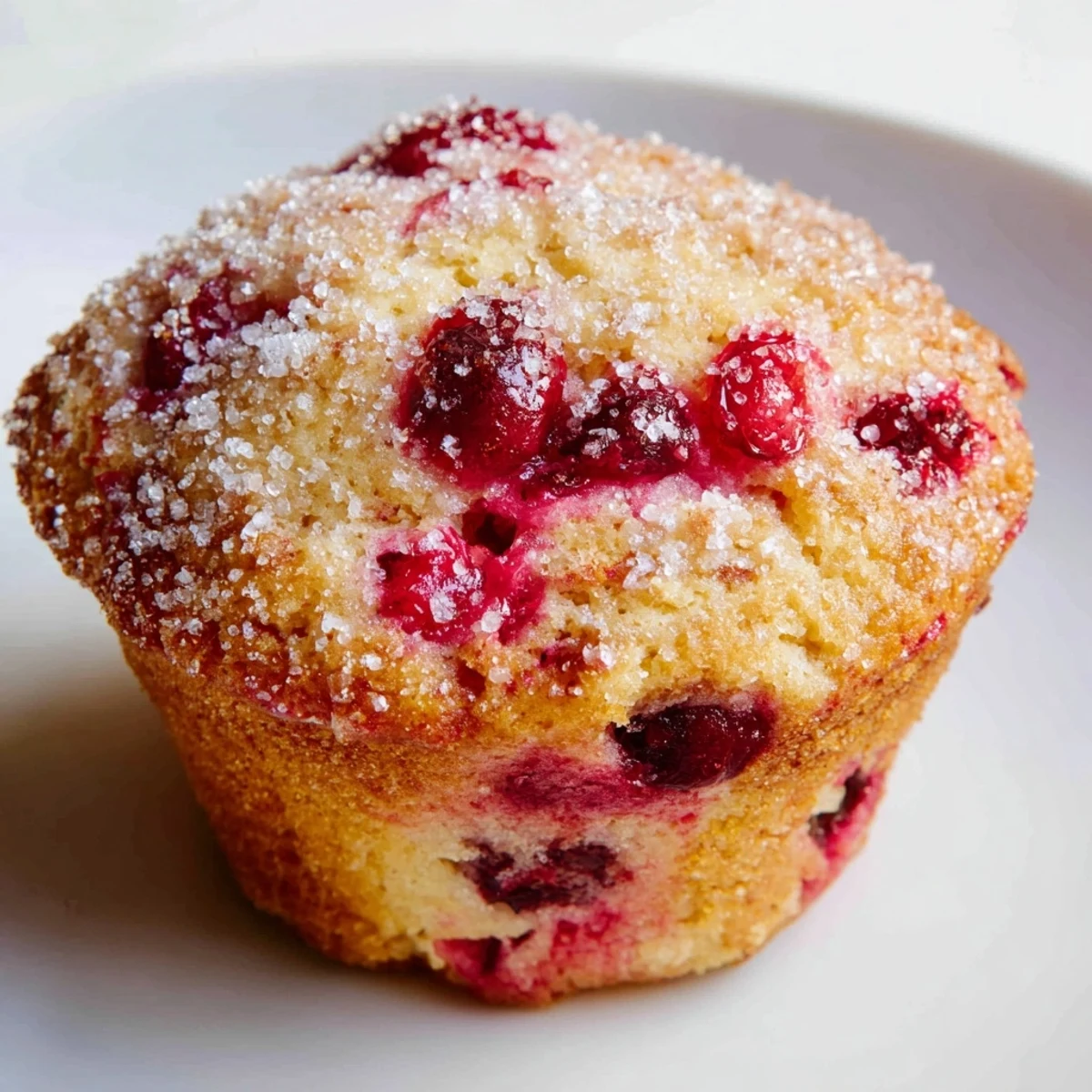 Fluffy cranberry muffins, studded with bright red berries, perfect served warm with butter. 