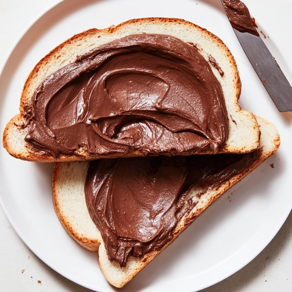 Smooth, dark chocolate spread glistening, ready to be slathered on warm toast for breakfast.