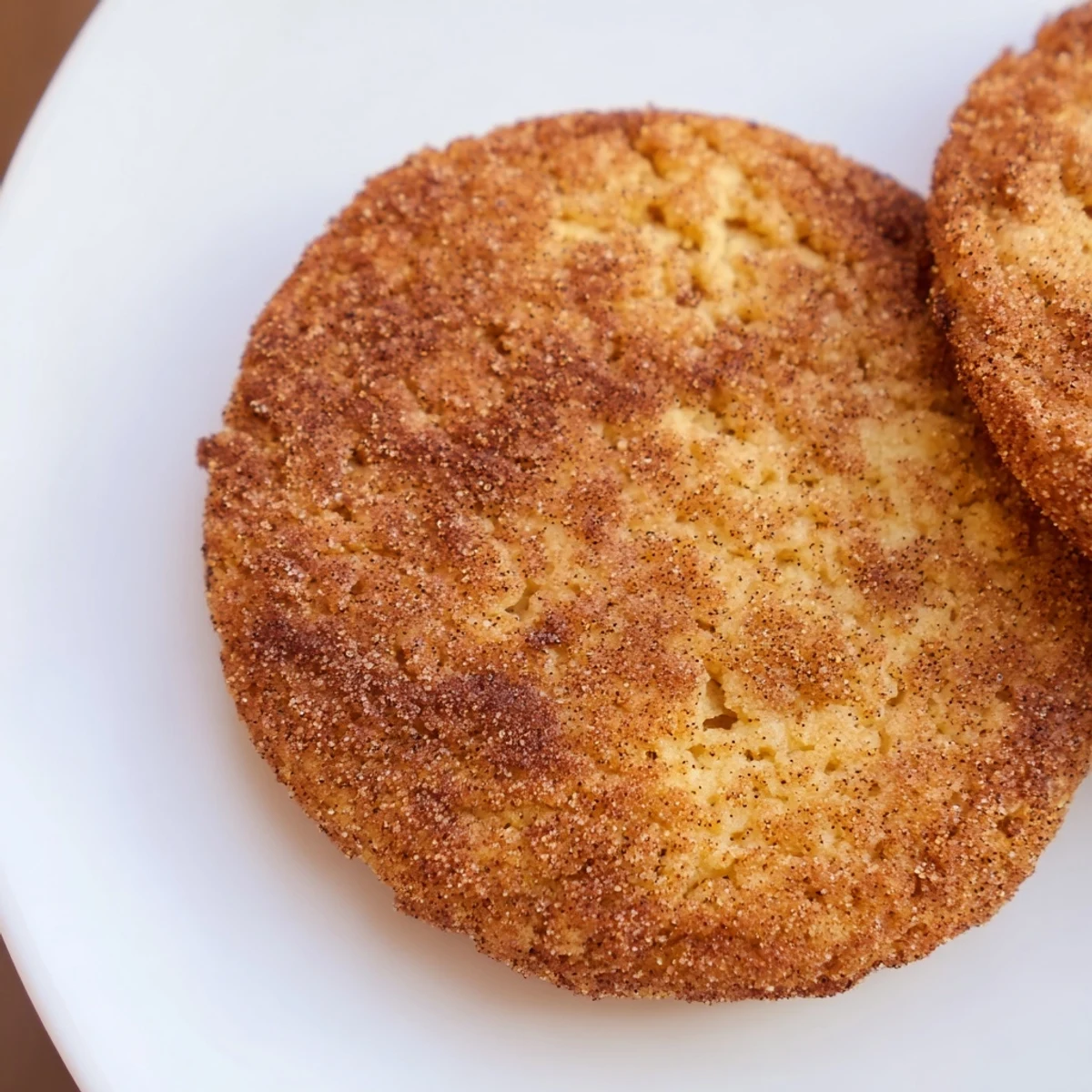 A close-up of crispy, sugar-coated Sugar Spiced Cookies ready to be enjoyed with a cup of tea.