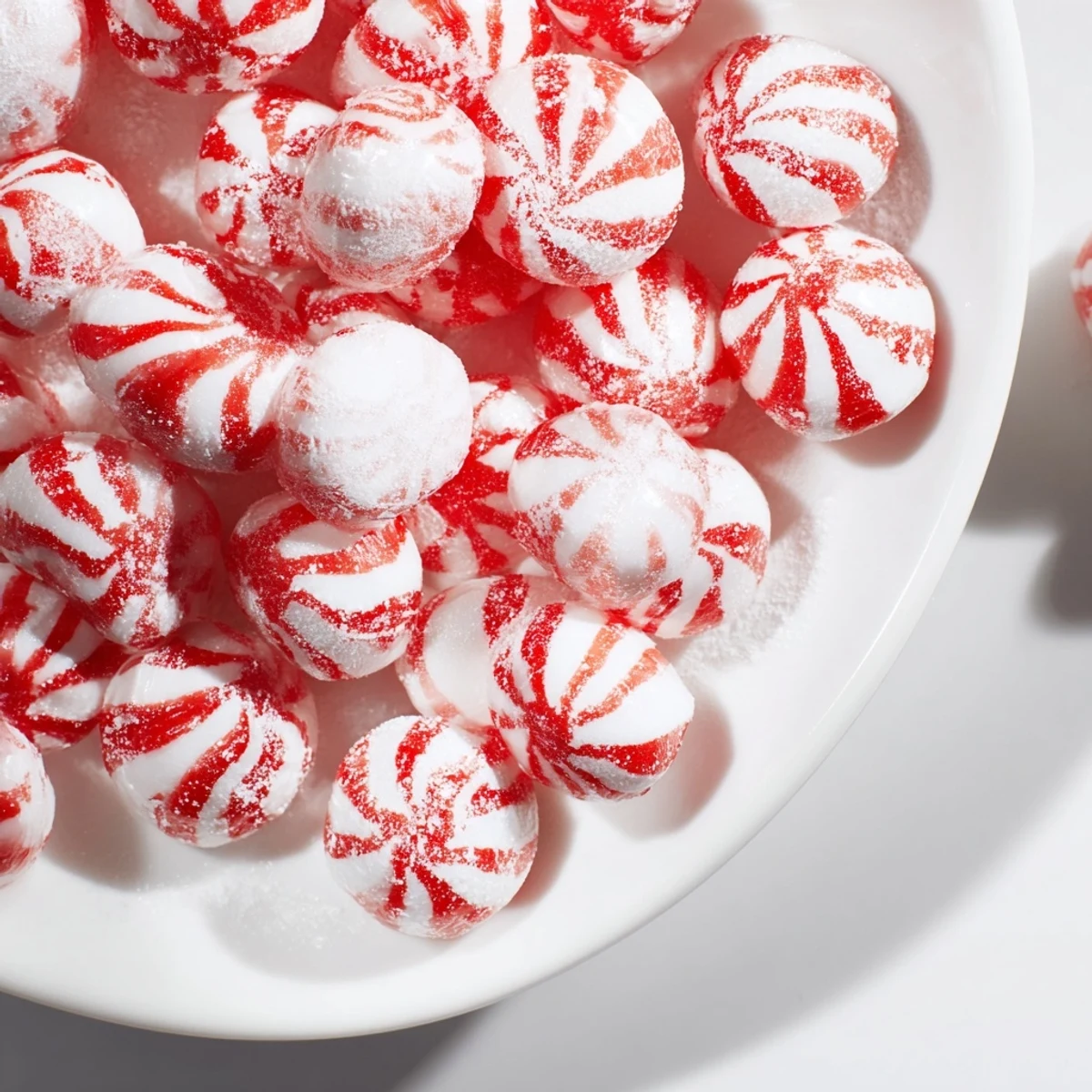 Cooling, freshly made drop peppermint displayed on parchment, perfect for gifting this holiday season.
