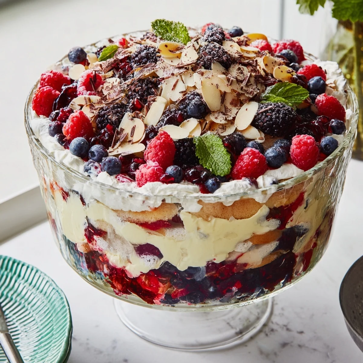 This festive Winter Berry Trifle recipe presents a delightful combination of textures and flavors.