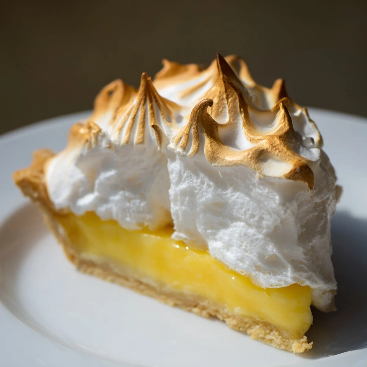 Golden-brown meringue crowns a perfect Lemon Meringue Pie, ready to be sliced and enjoyed.