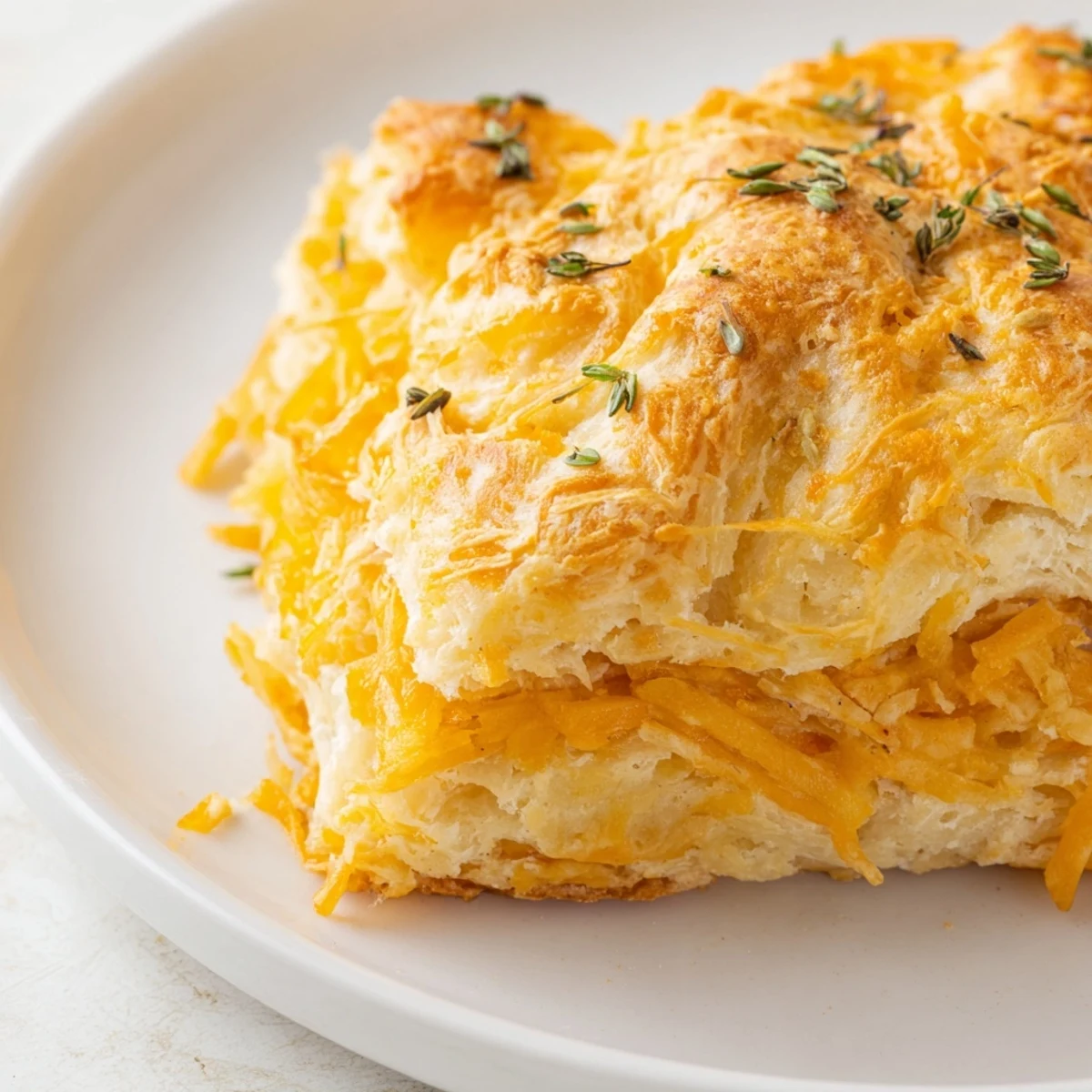 Warm, fluffy savory biscuits feature cheddar cheese and herbs, ready to serve with butter or soup.