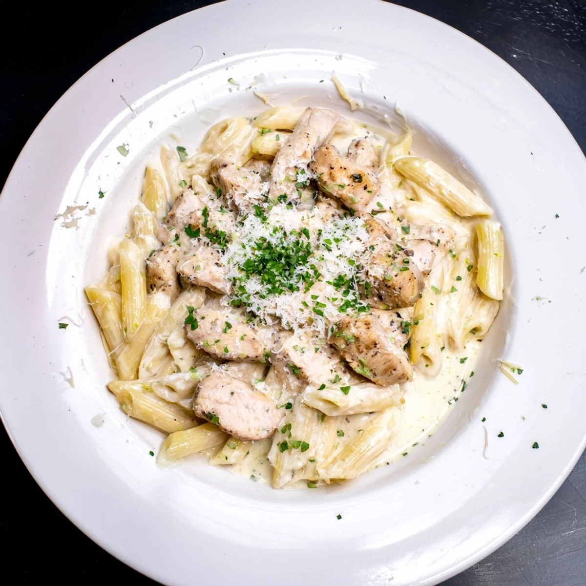 This savory Creamy Chicken Pasta features tender chicken and a luscious, herb-infused cream sauce.