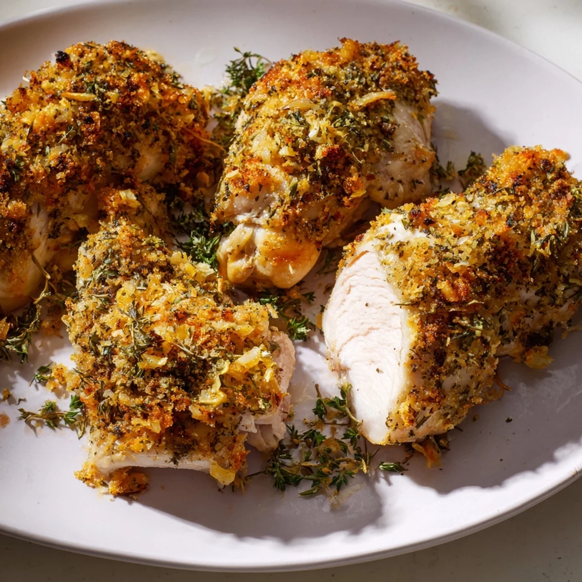 Juicy golden-brown chicken breasts
