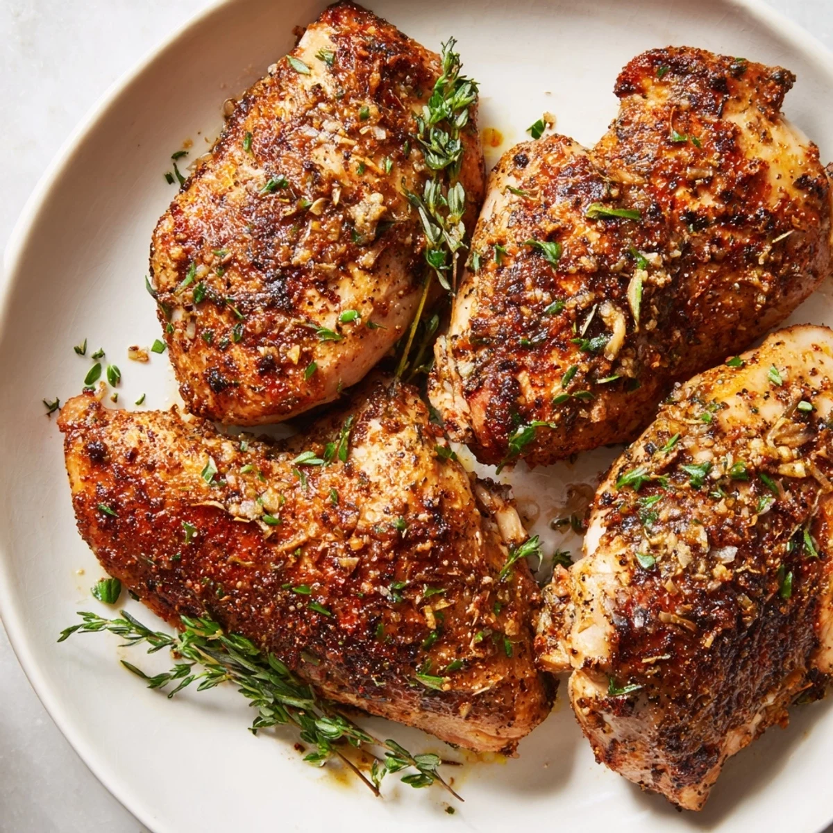 This photo shows beautifully roasted chicken breast, glistening from olive oil, ready to serve with lemon.