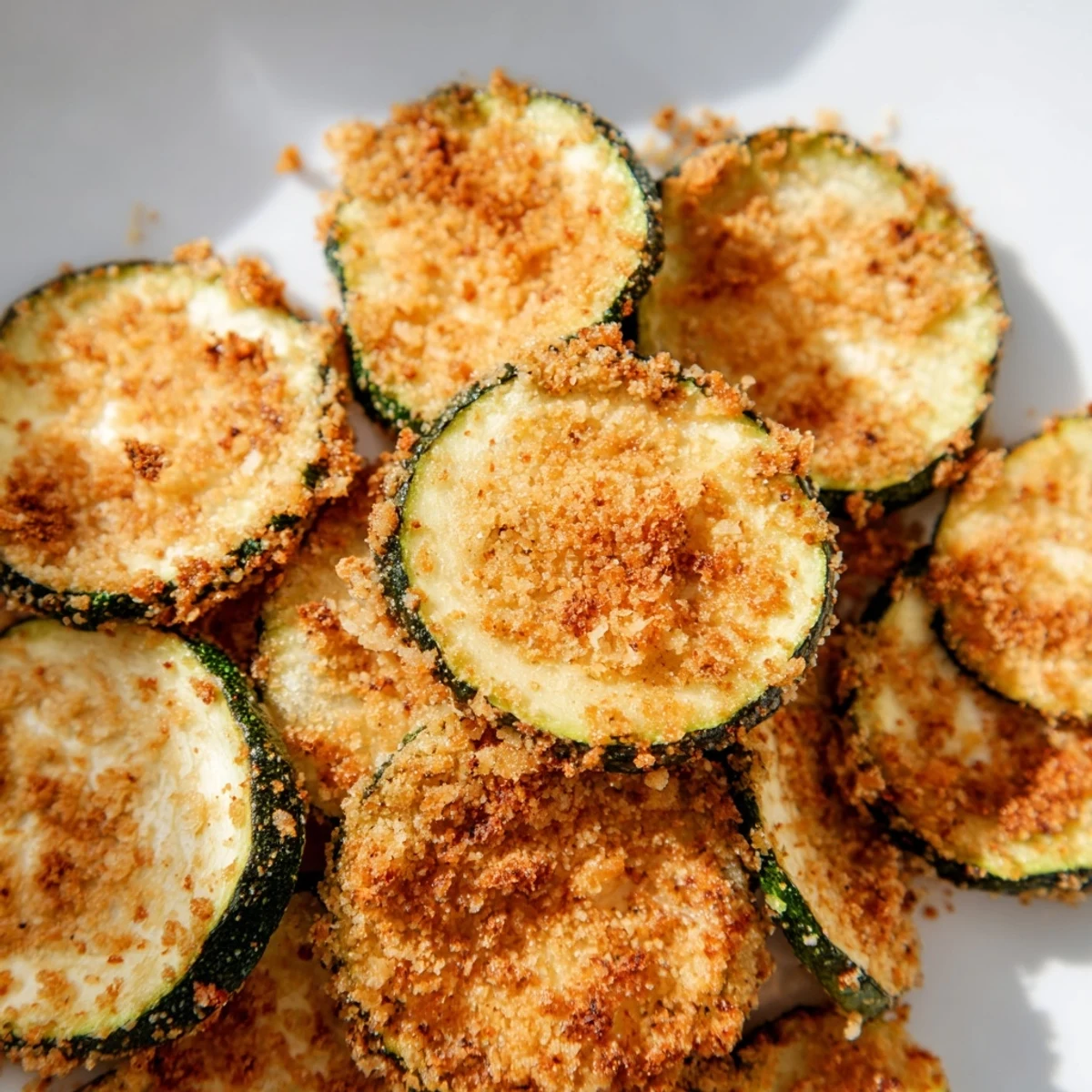 A basket of Crispy Air Fryer Zucchini Chips garnished with fresh parsley, served alongside a zesty marinara dipping sauce for a gluten-free snack.