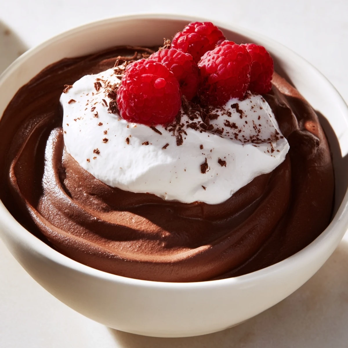 Indulgent Chocolate Lunch Dessert served in elegant glasses, garnished with whipped cream and grated chocolate.