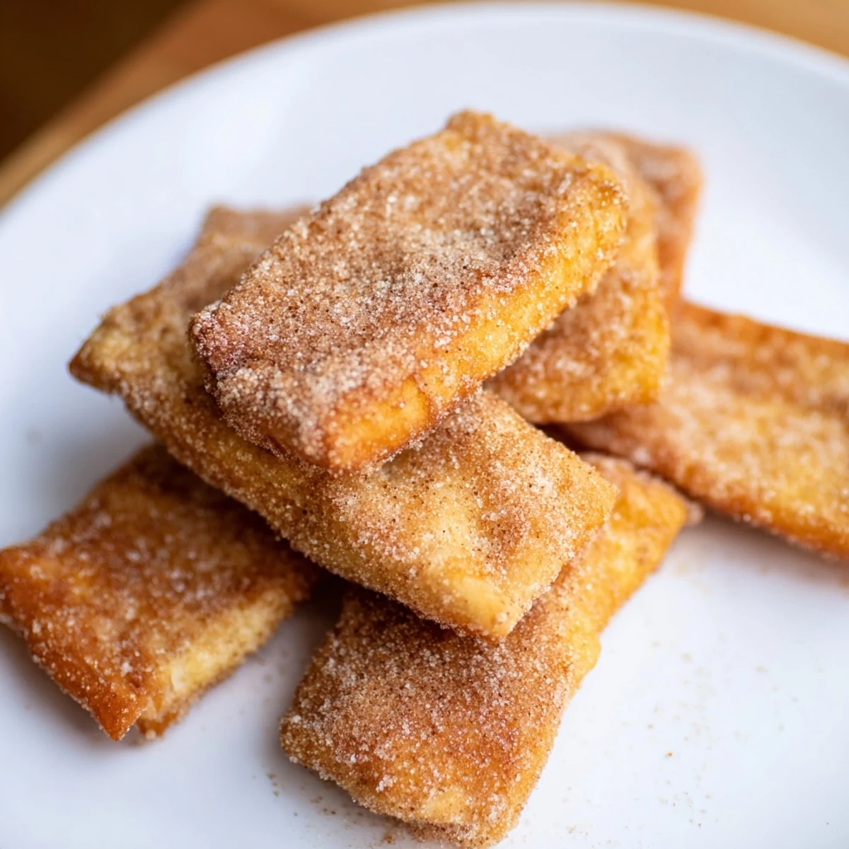 Golden-brown Mardi Gras Fried Dough with Cinnamon is coated in sparkling cinnamon sugar and served warm.