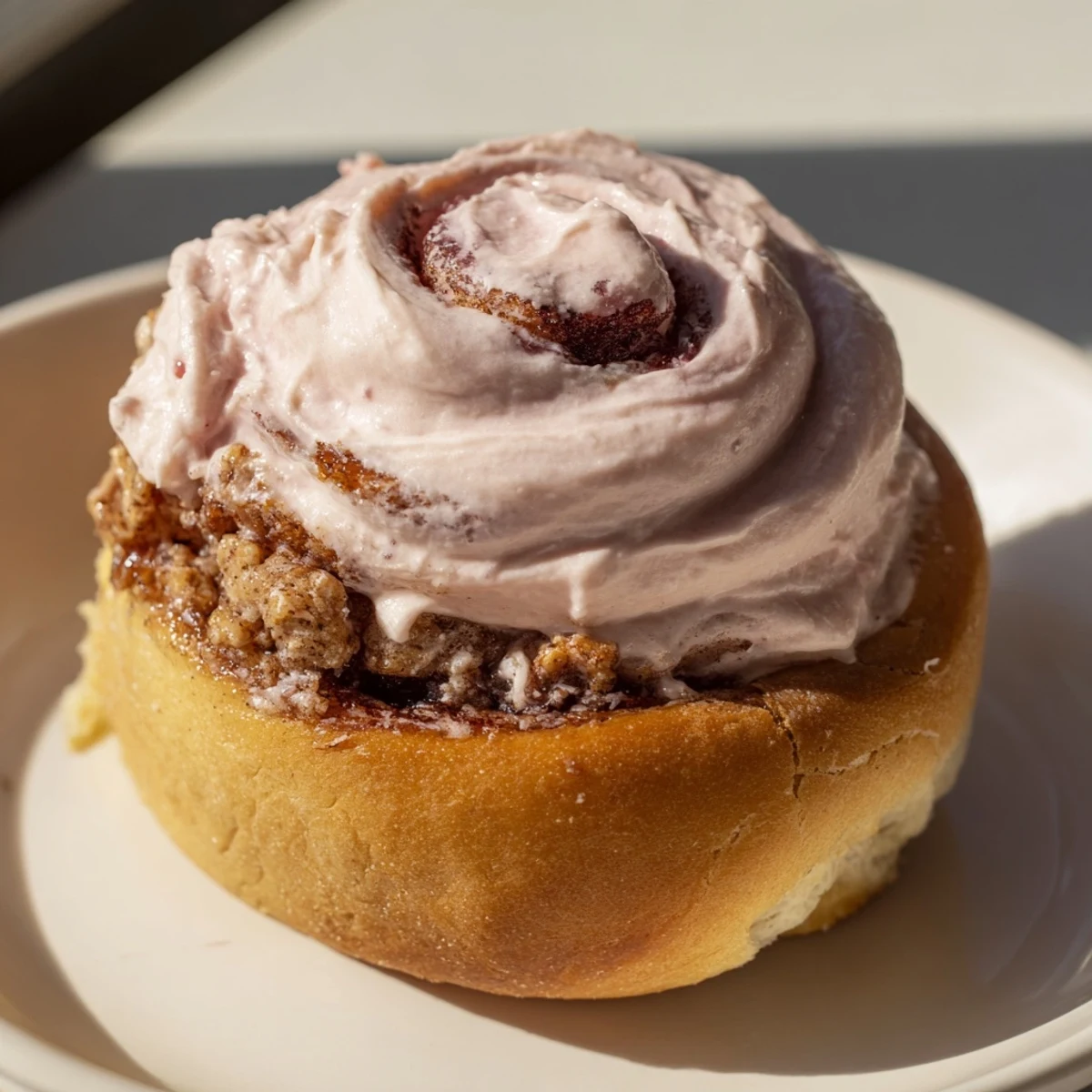 Just-glazed Sweetheart Cinnamon Rolls in a baking pan, radiating warmth and sweet vanilla aroma.