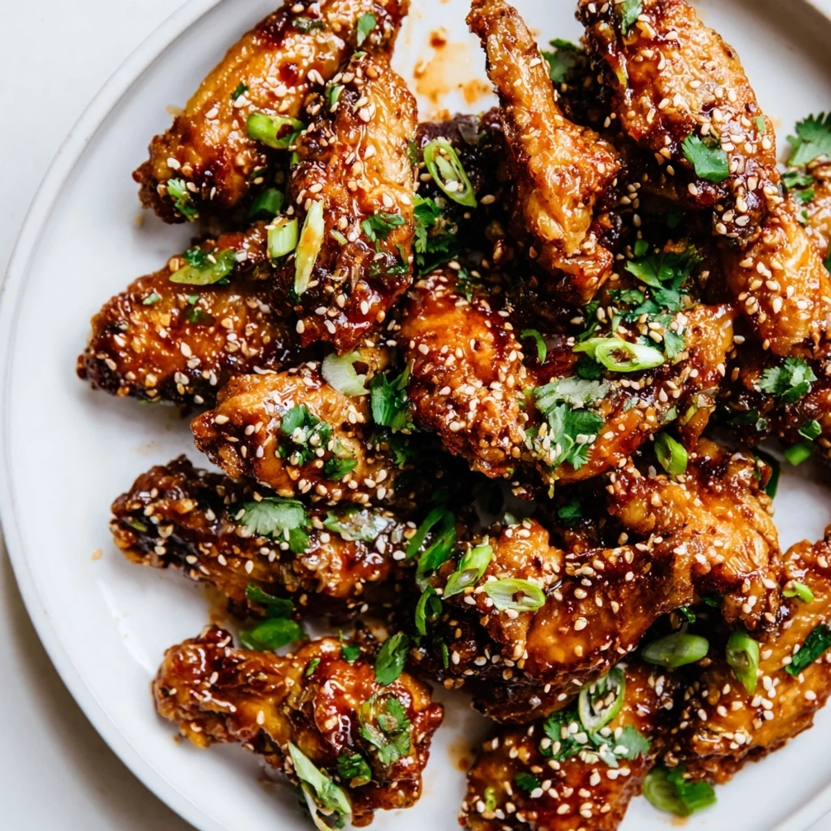 Freshly tossed Super Bowl Spicy Sriracha Wings glimmering with glossy sauce, served beside crisp celery sticks and creamy blue cheese dip.