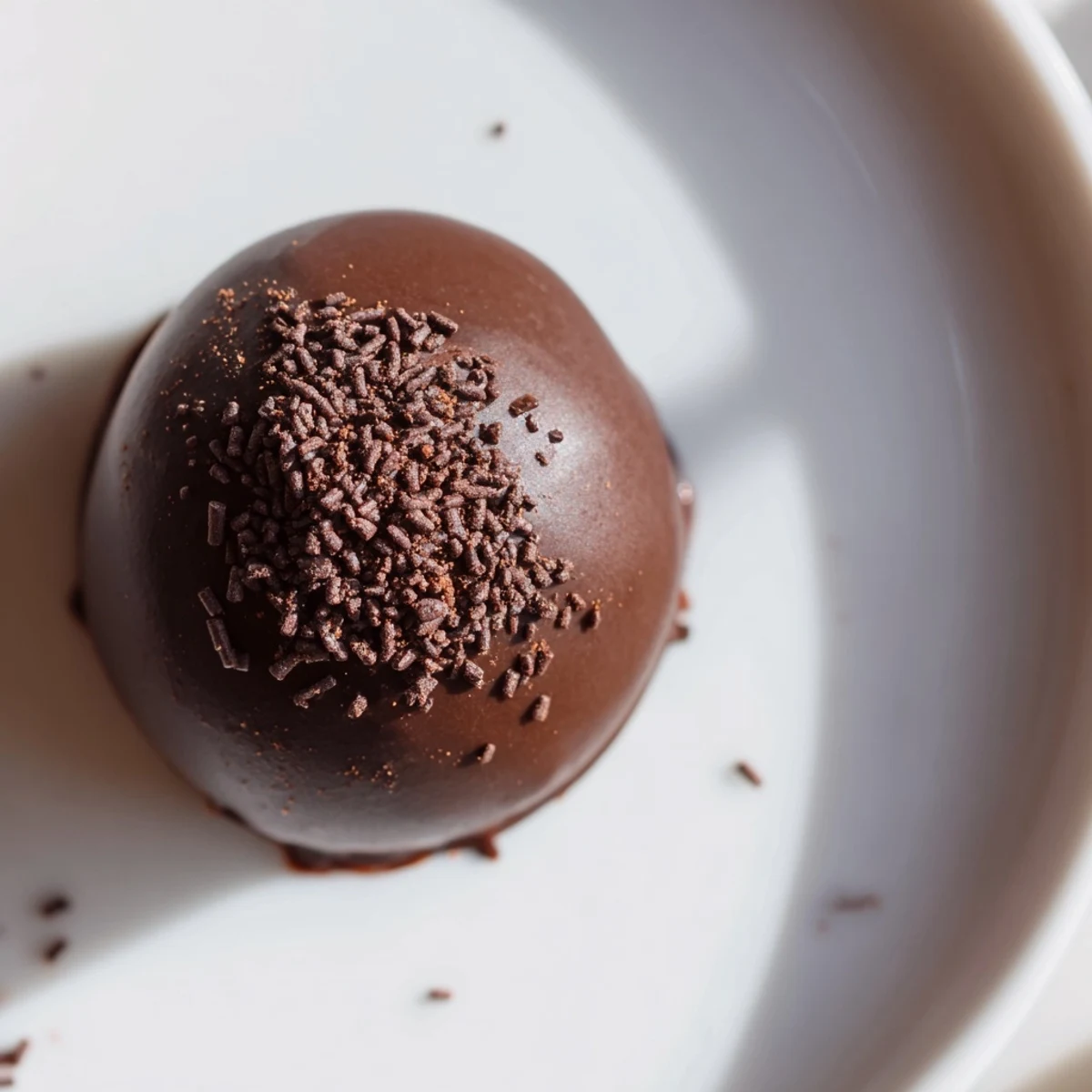 A close-up of glossy, round Irish Cream Truffles dusted with rich cocoa powder on a parchment-lined tray.  