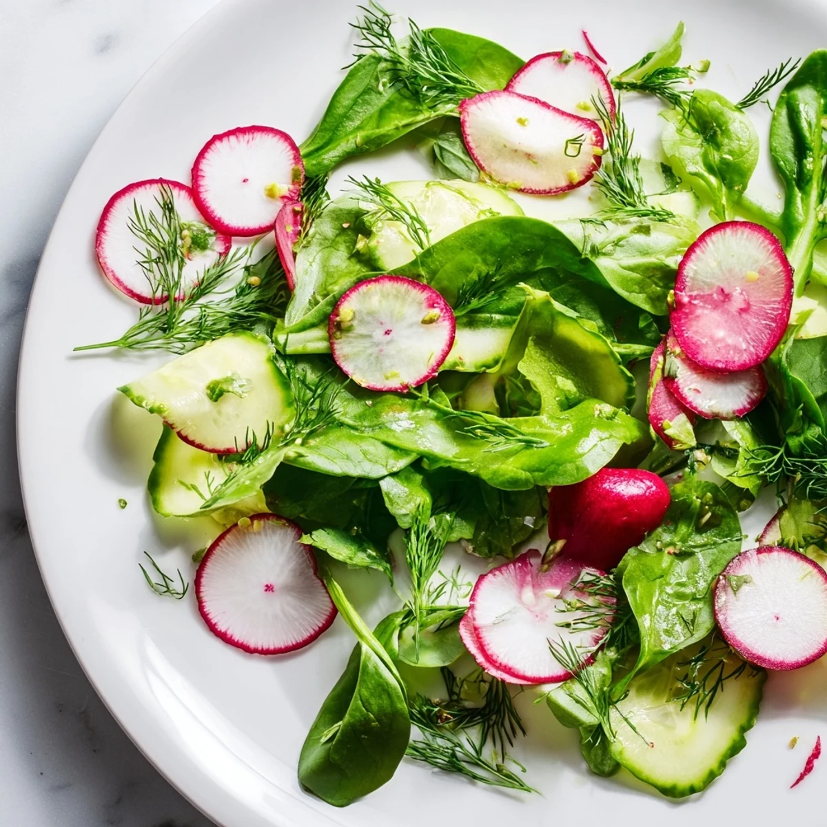 Crisp radishes and cool cucumber slices shine in this vibrant Spring Garden Salad, tossed with tender greens and fresh herbs.
