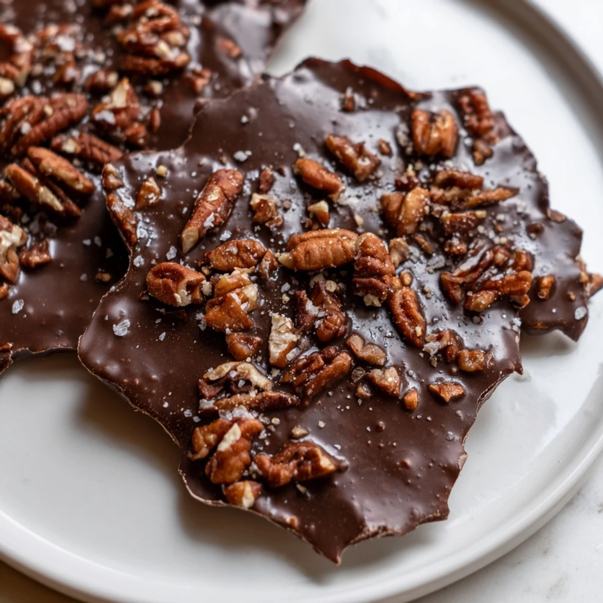 Homemade Chocolate Covered Matzo Crackers stacked neatly, showing a glossy dark chocolate coating and shredded coconut.  