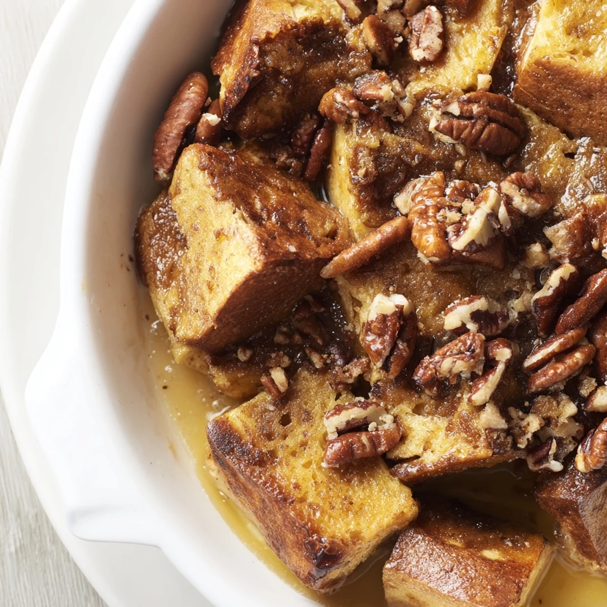 Golden-brown French Toast Casserole fresh from the oven with a cinnamon-sugar crust.