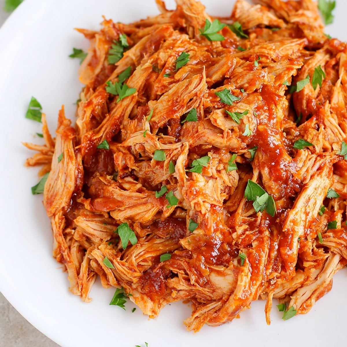 A generous serving of Sweet Baby Rays Crockpot Chicken alongside creamy mashed potatoes and corn.