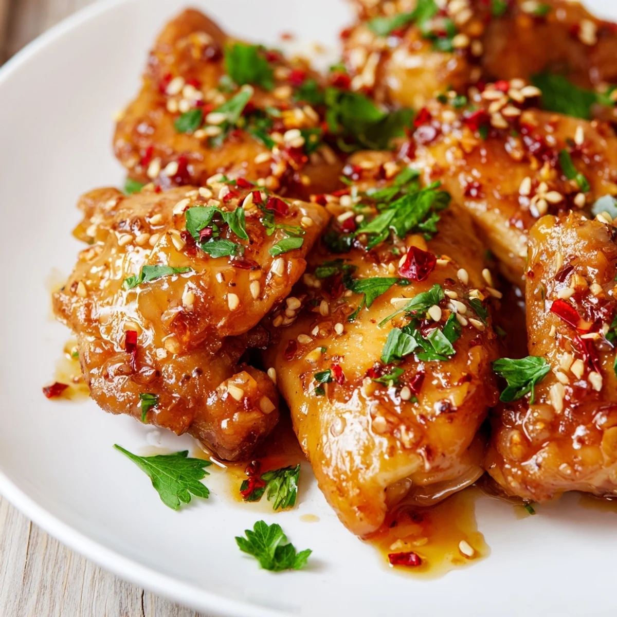 Golden-brown Honey Butter Chicken pieces glistening in a rich, sweet and savory sauce, ready to serve.