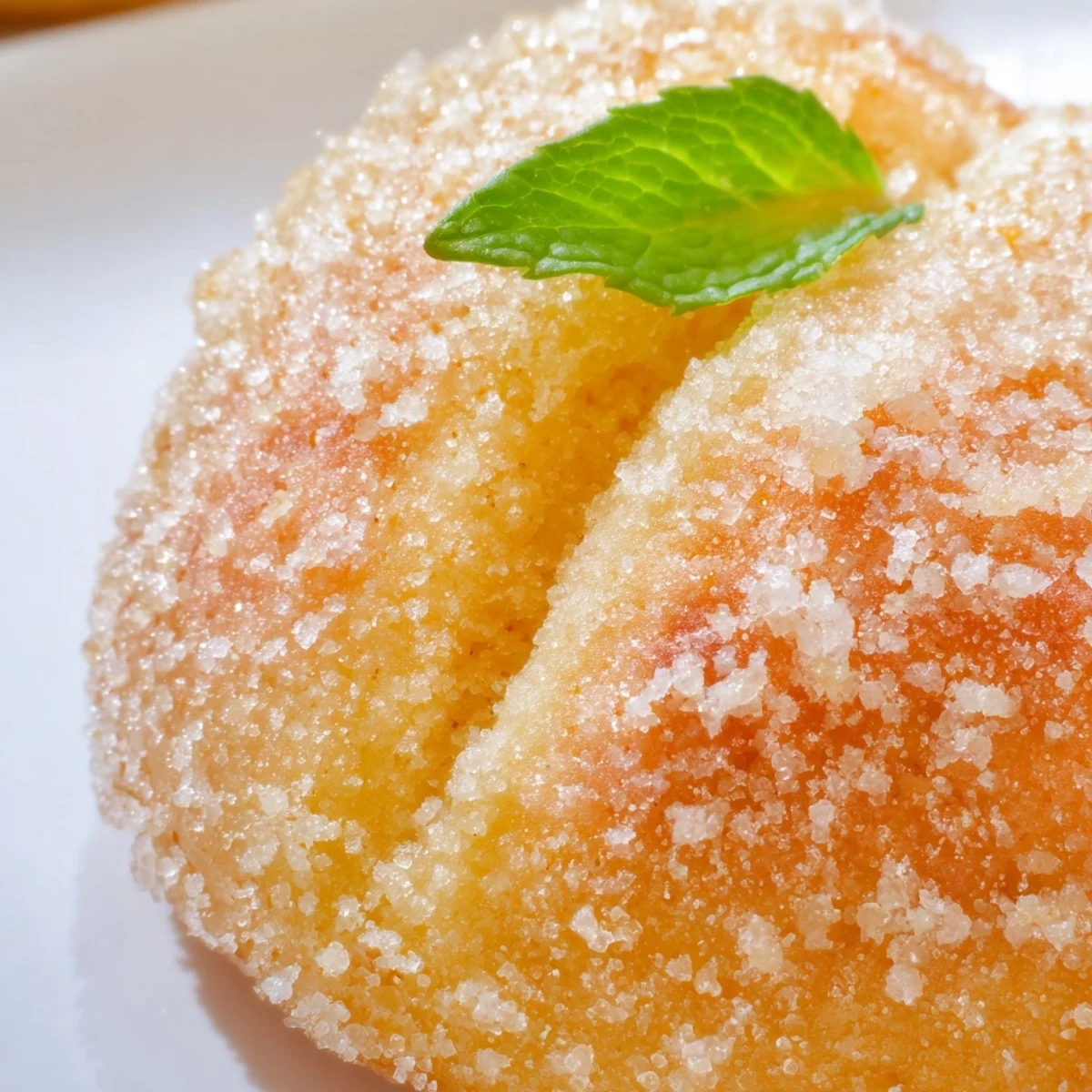 Italian peach cookies with vibrant red and yellow coloring and mint leaf garnish