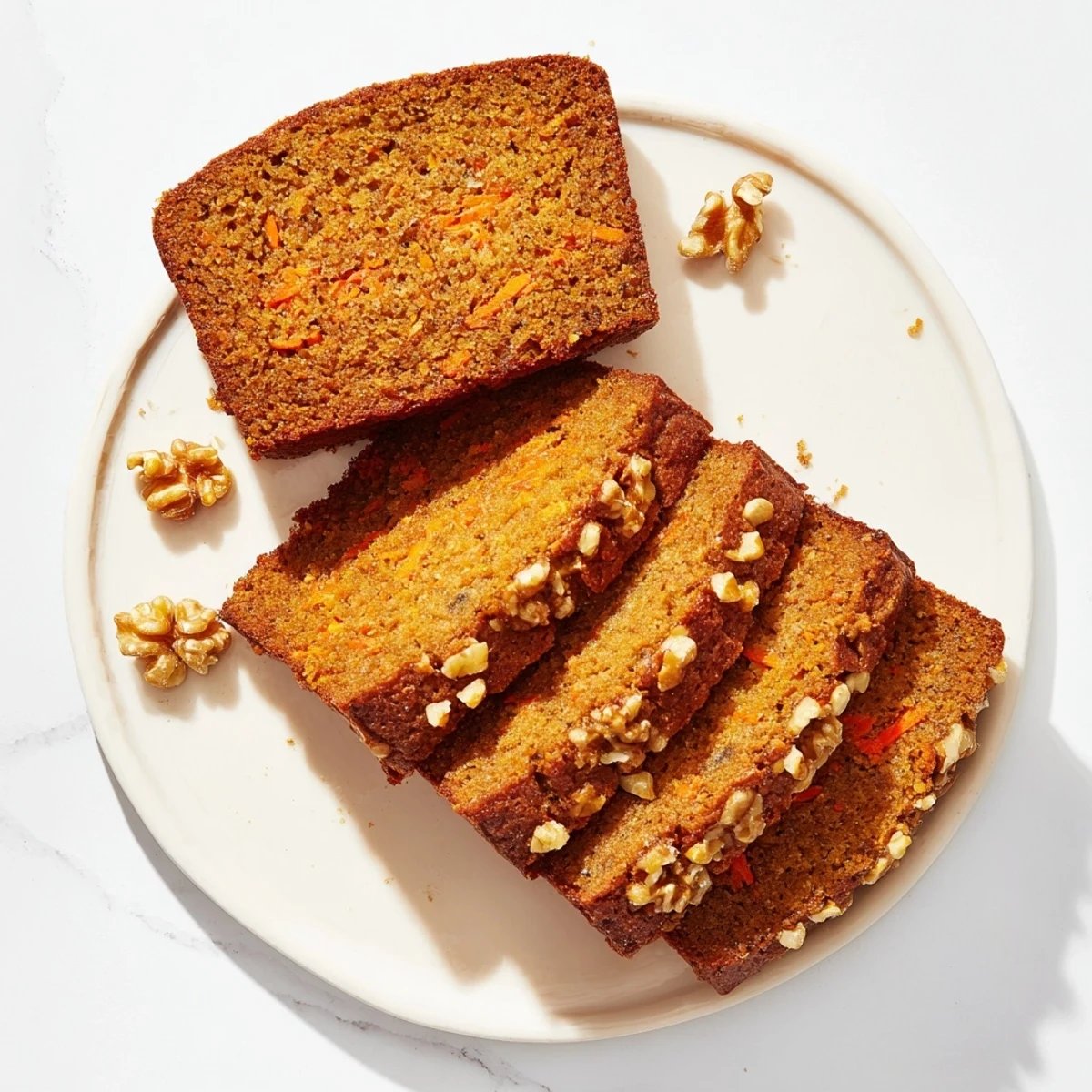 Freshly baked carrot cake banana bread cooling on wire rack with moist tender crumb revealed