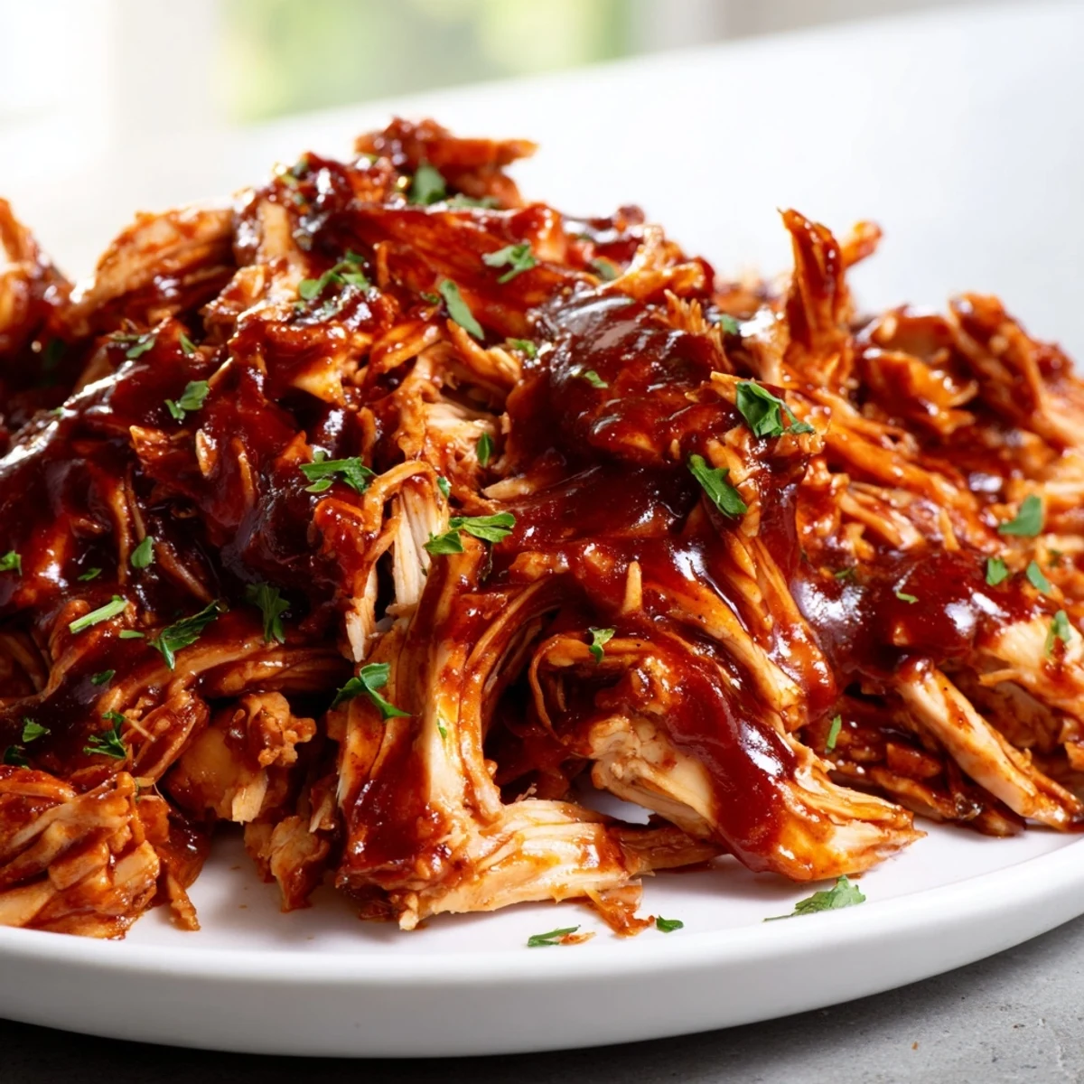 Savory Sweet Baby Ray's crockpot chicken coated in sticky sweet tangy sauce ready to serve