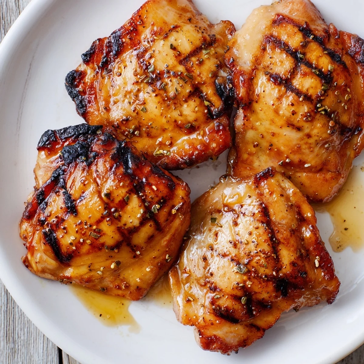 Juicy bone-in chicken thighs coated in rich Killer Chicken Thigh Marinade ready for roasting