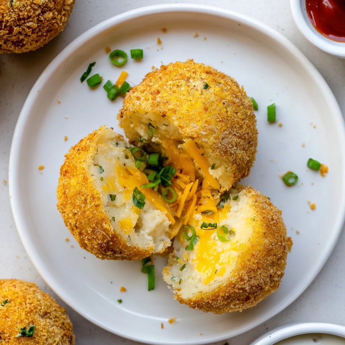 Handheld Fried Mashed Potato Balls, panko-crusted crunch, cooling on paper towels