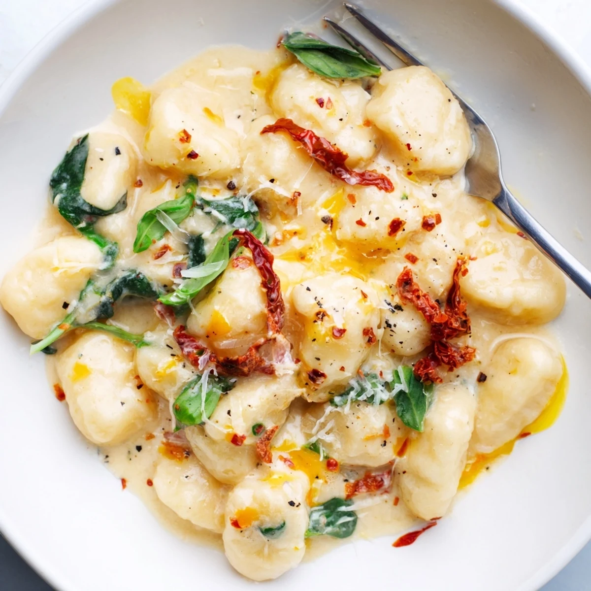 Creamy Marry Me Gnocchi with sun dried tomatoes and fragrant basil