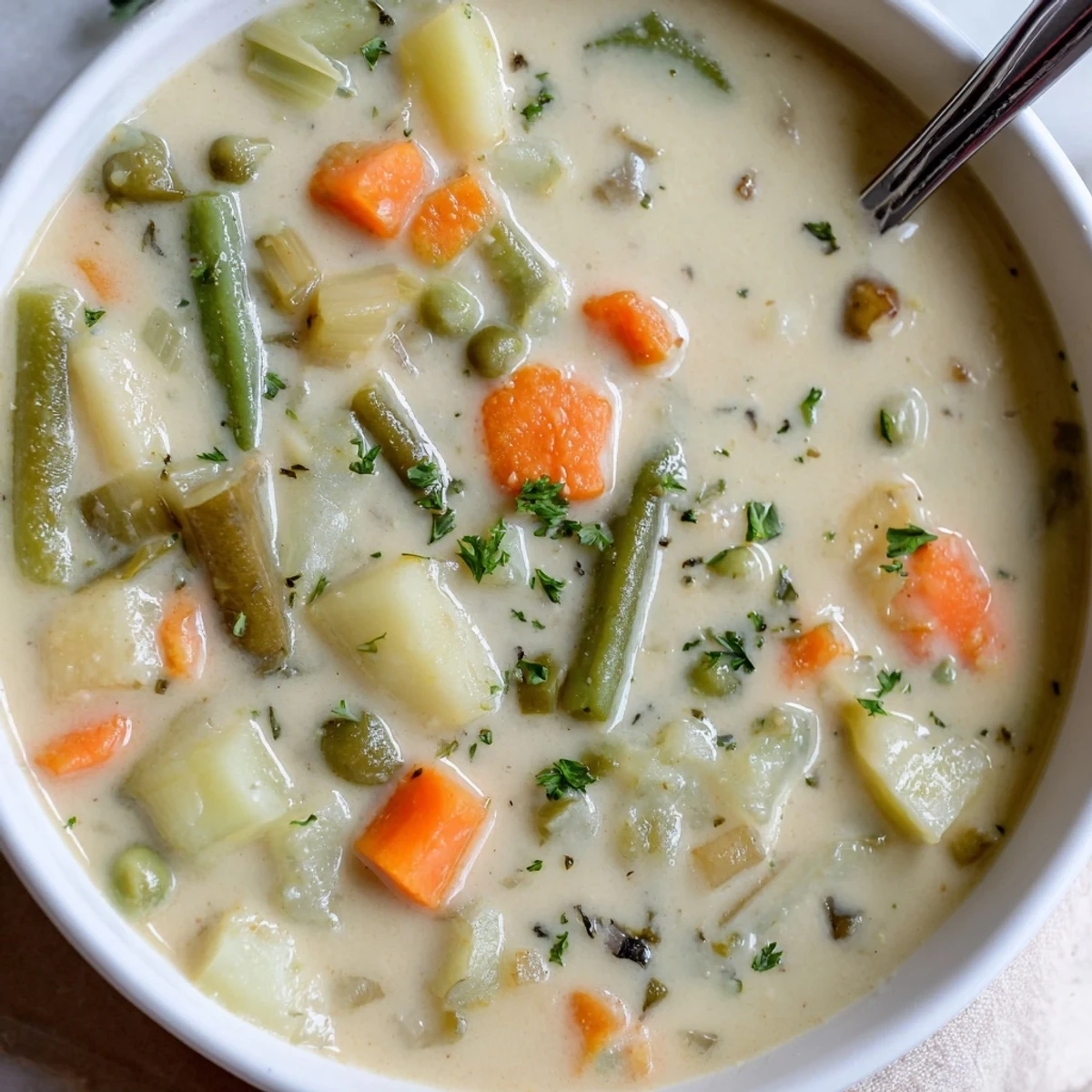 Weeknight Creamy Vegetable Soup Recipe blended smooth, fragrant thyme, steaming spoonful