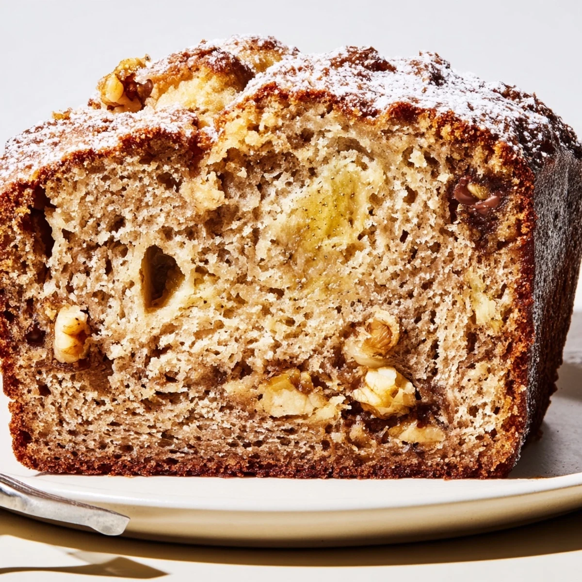 Freshly baked Banana Bread Cake Recipe cooling on wire rack, cinnamon aroma rising