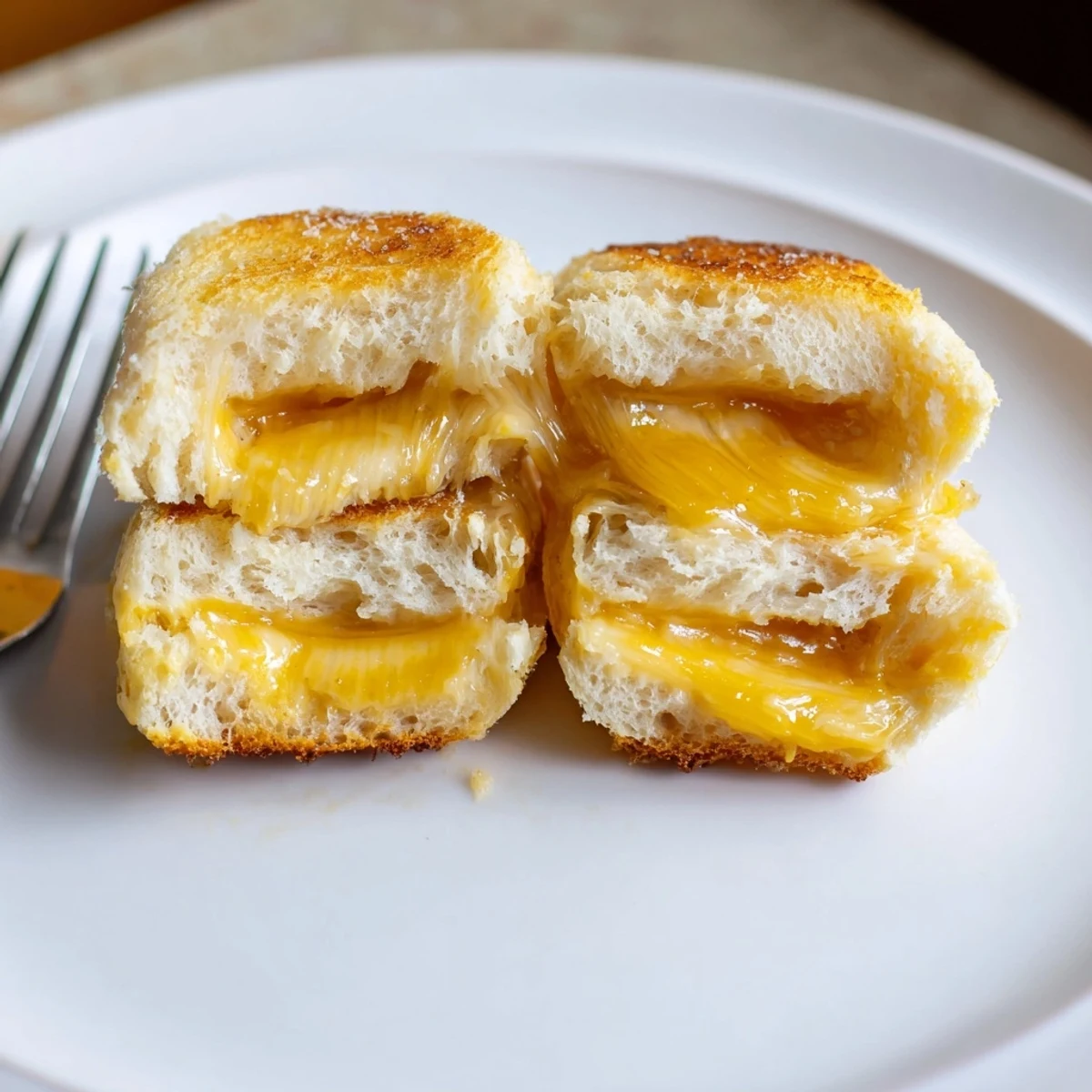 Warm Mini Grilled Cheese Hawaiian Rolls brushed with buttery honey-mustard, ready to serve