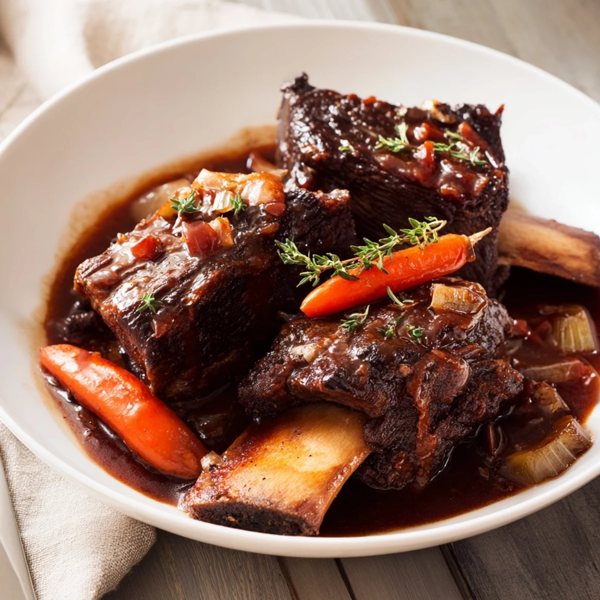 Slow Cooker Beef Short Ribs falling off the bone over mashed potatoes  