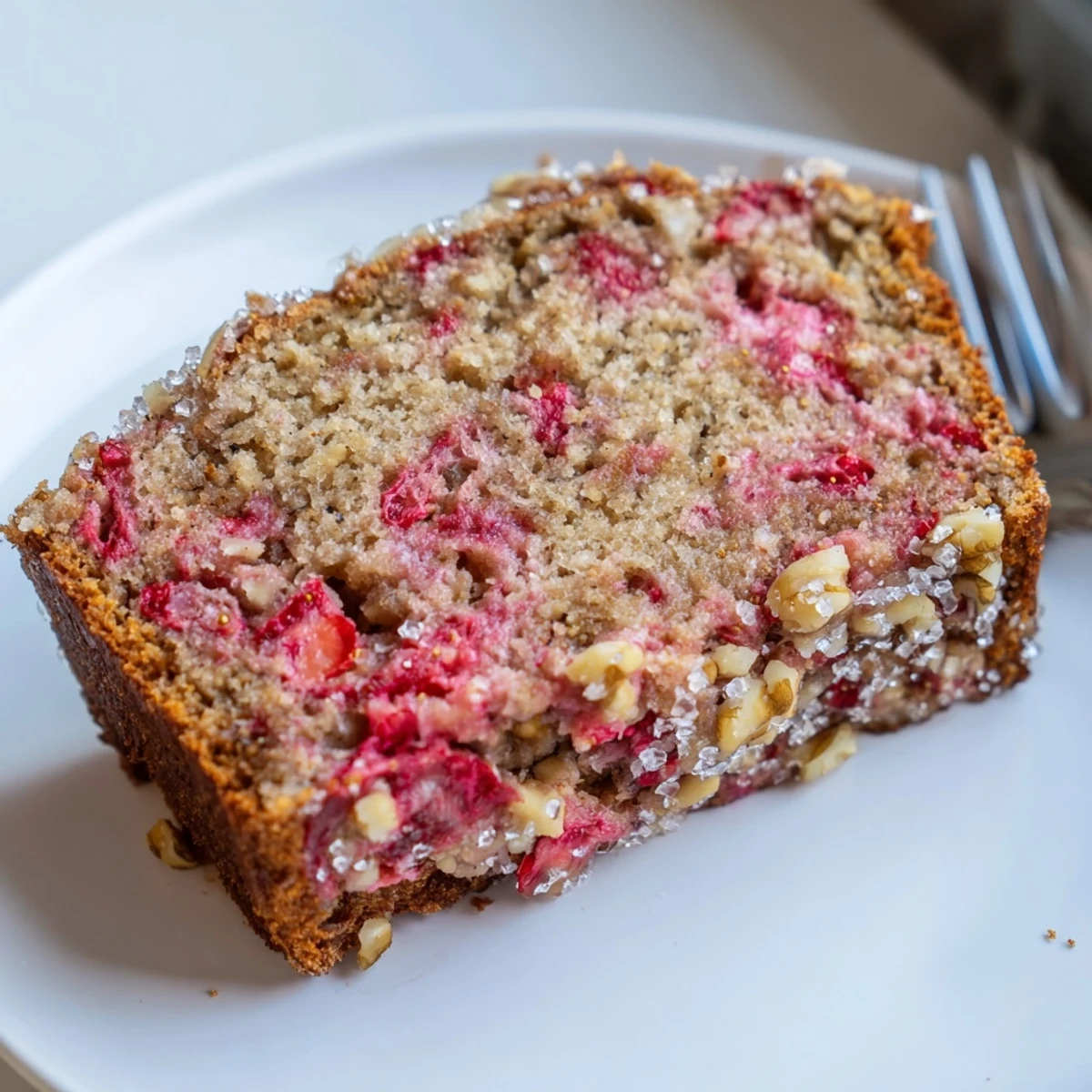 Cooling on a wire rack, the Strawberry Banana Bread Recipe smells sweet and moist