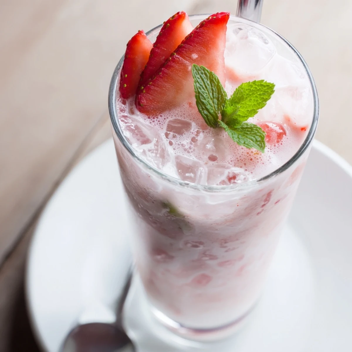 Strawberry Coconut Cooler Recipe in chilled glasses with frothy pink foam  