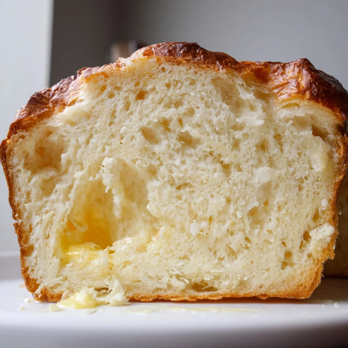 Warm Cottage Cheese Loaf Bread with golden crust, tender crumb, butter-ready.