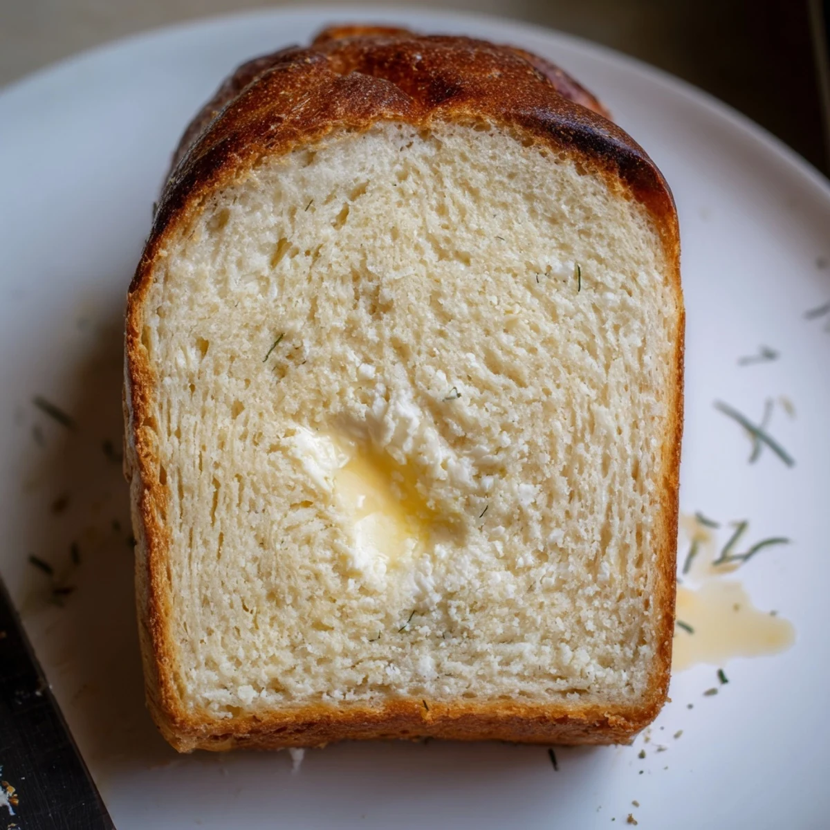 Sliced Cottage Cheese Loaf Bread cooling on wire rack, soft, slightly steaming.