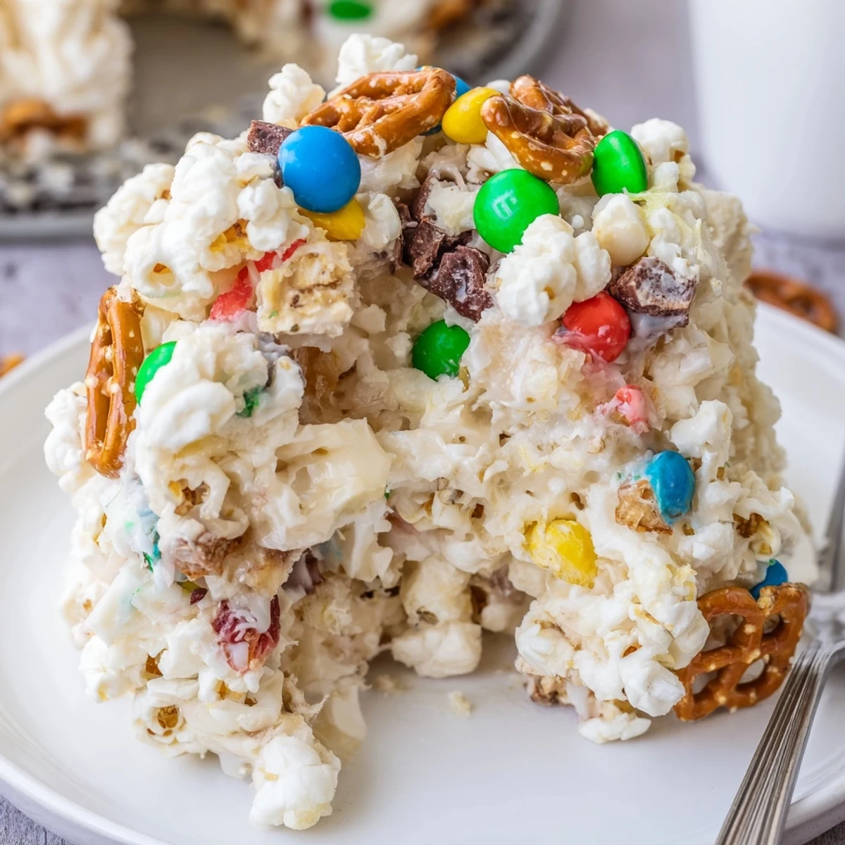 Warm Popcorn Cake cooling in Bundt pan, buttery marshmallow aroma lingering