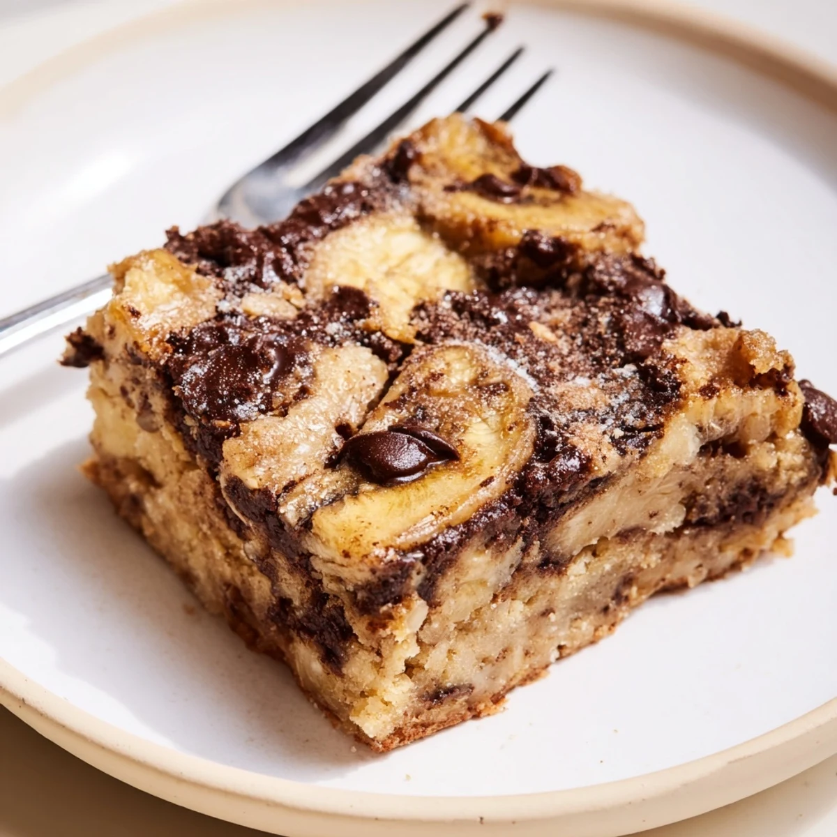 Flourless Peanut Butter Banana bars cooling on parchment, warm banana and peanut aroma